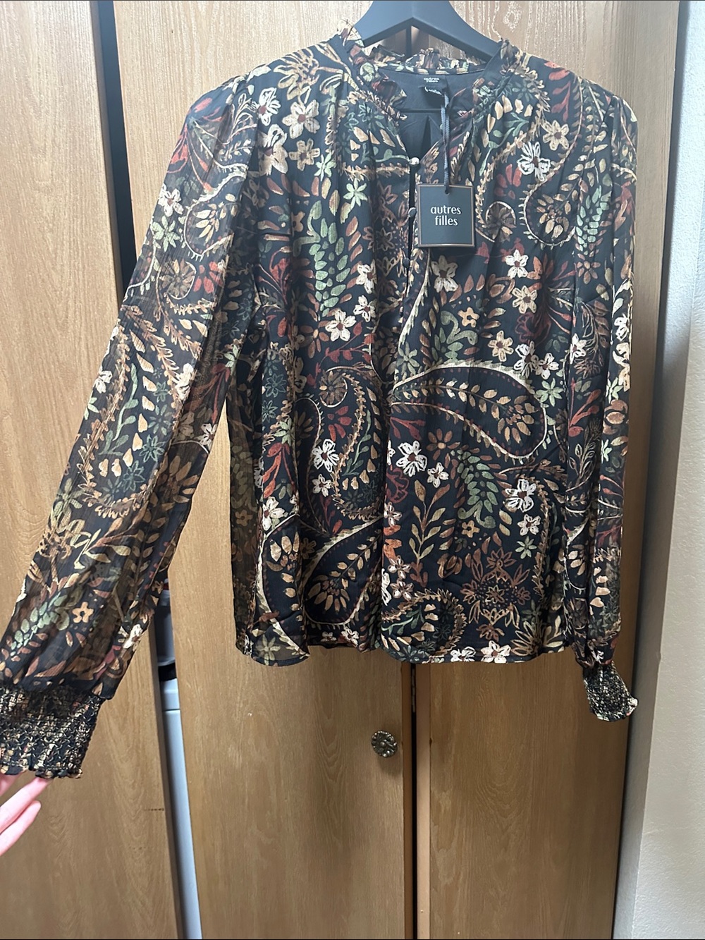 Autres Filles Black Blouse with Floral Pattern